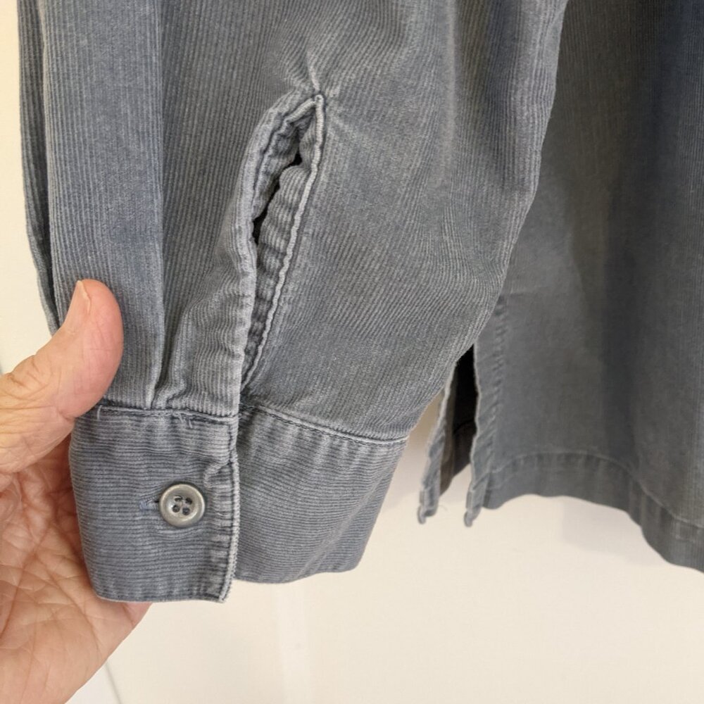 J Jill Corduroy Button Up Shirt Top L Gray Cotton Minimalist Capsule Wardrobe - Picture 3 of 8